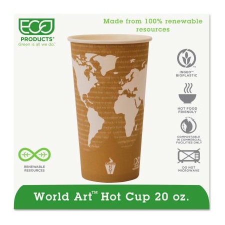 Eco-Products Eco-Products World Art Renewable Resource Hot Drink Cups, 20 oz, Tan, 1000/Carton EP-BHC20-WA